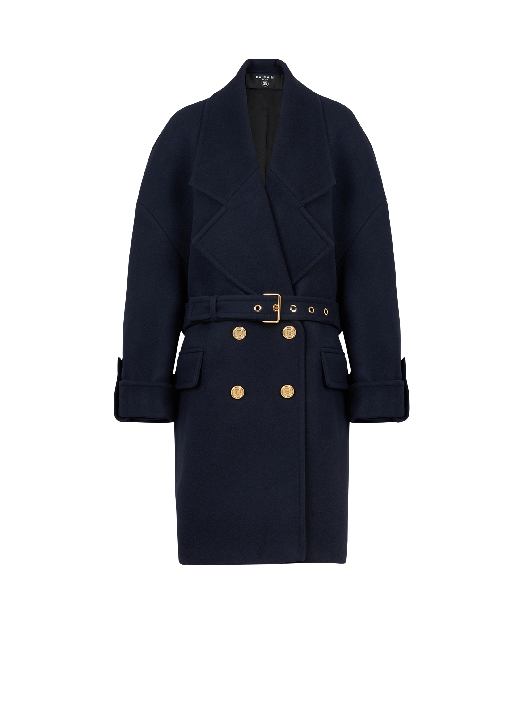 cashmere pea coat with double-breasted 