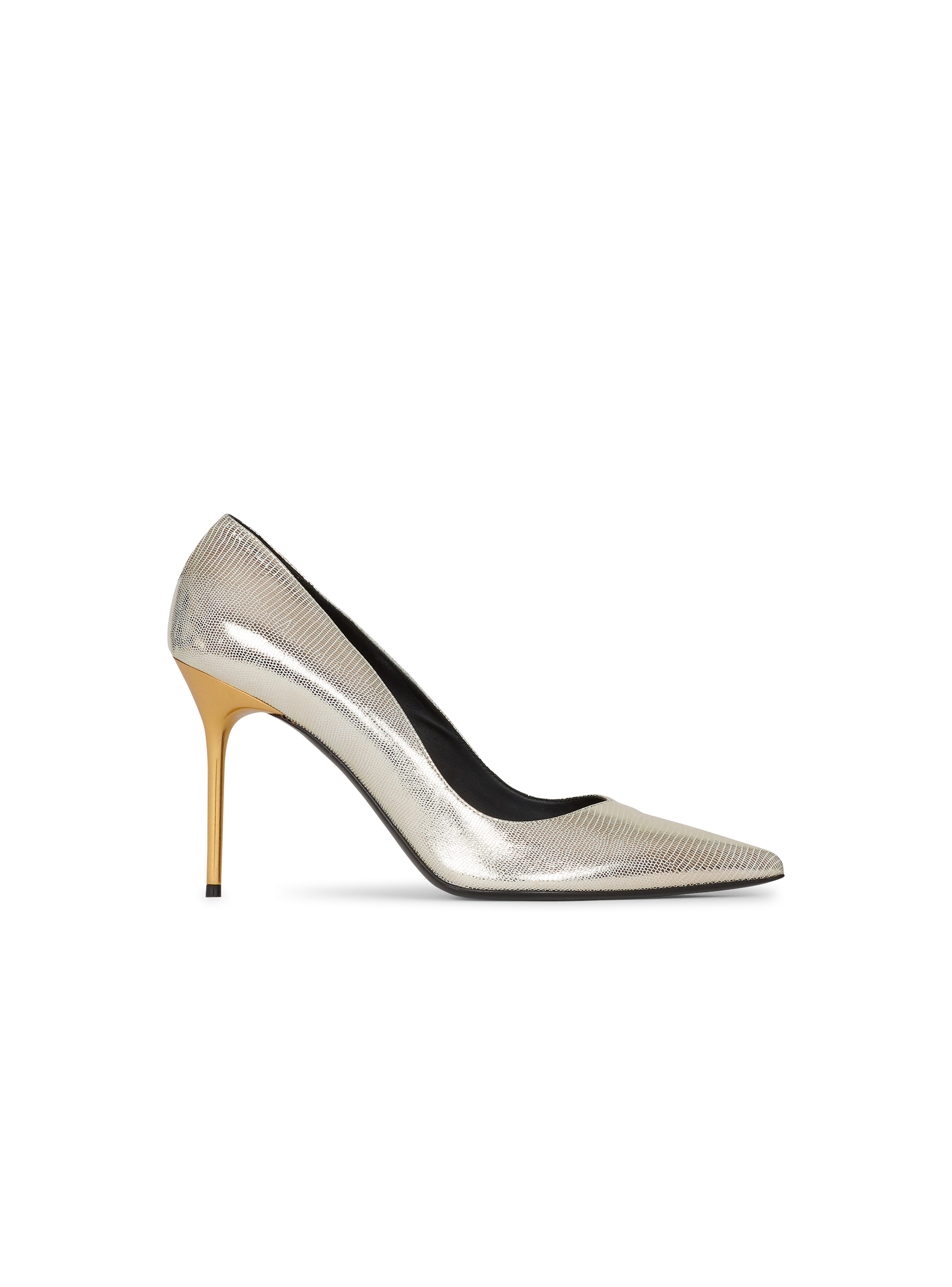 Reptile-effect leather Ruby pumps, gold