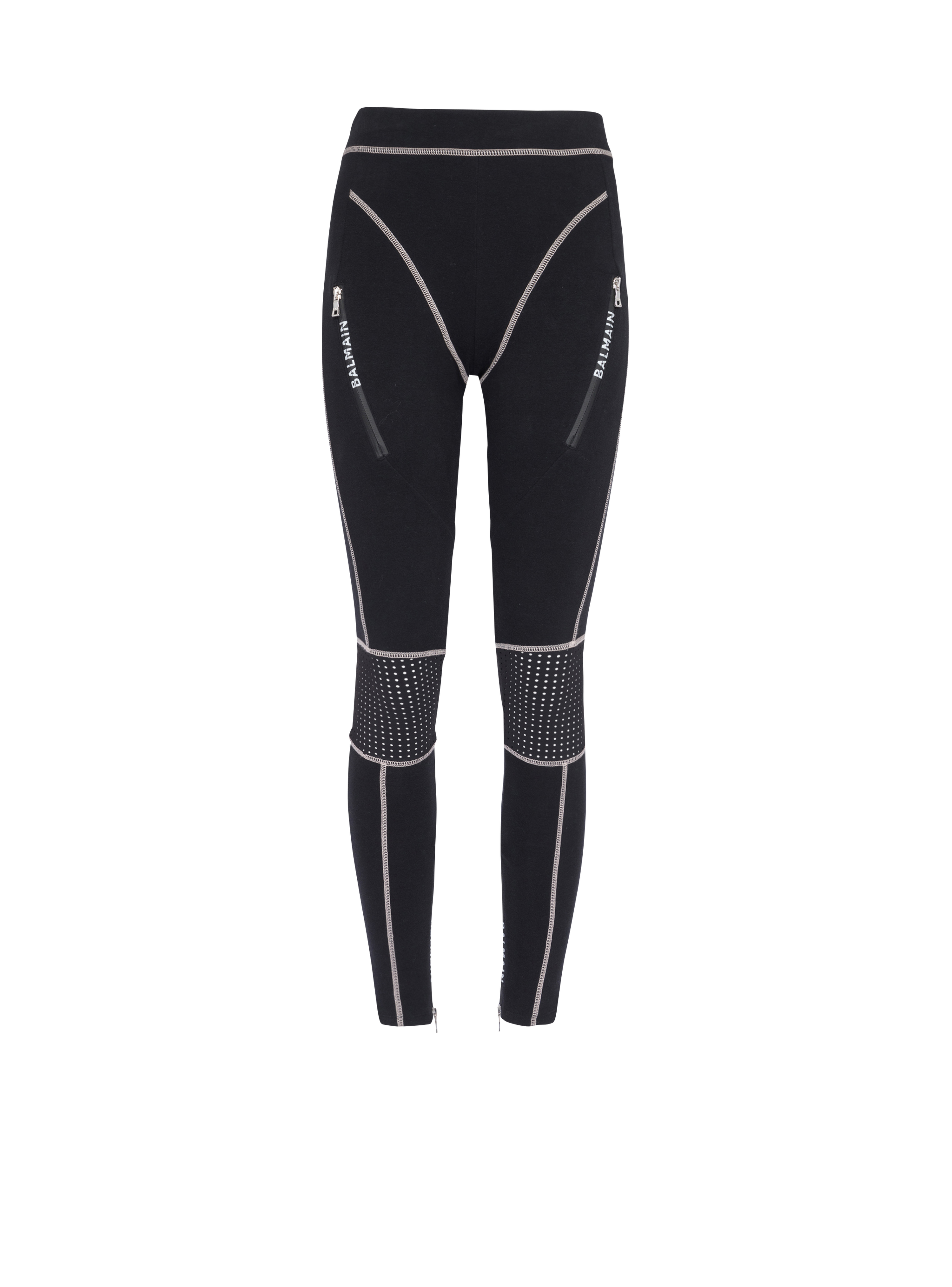Balmain-monogrammed jersey leggings, black