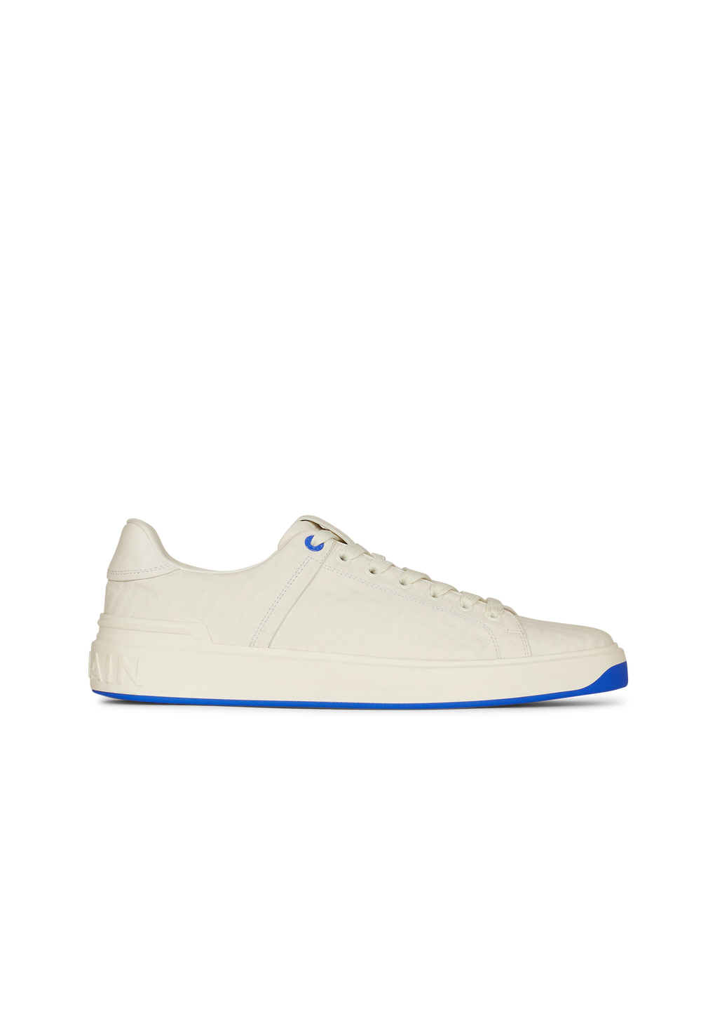 Leather monogram-embossed B-Court sneakers, white, hi-res