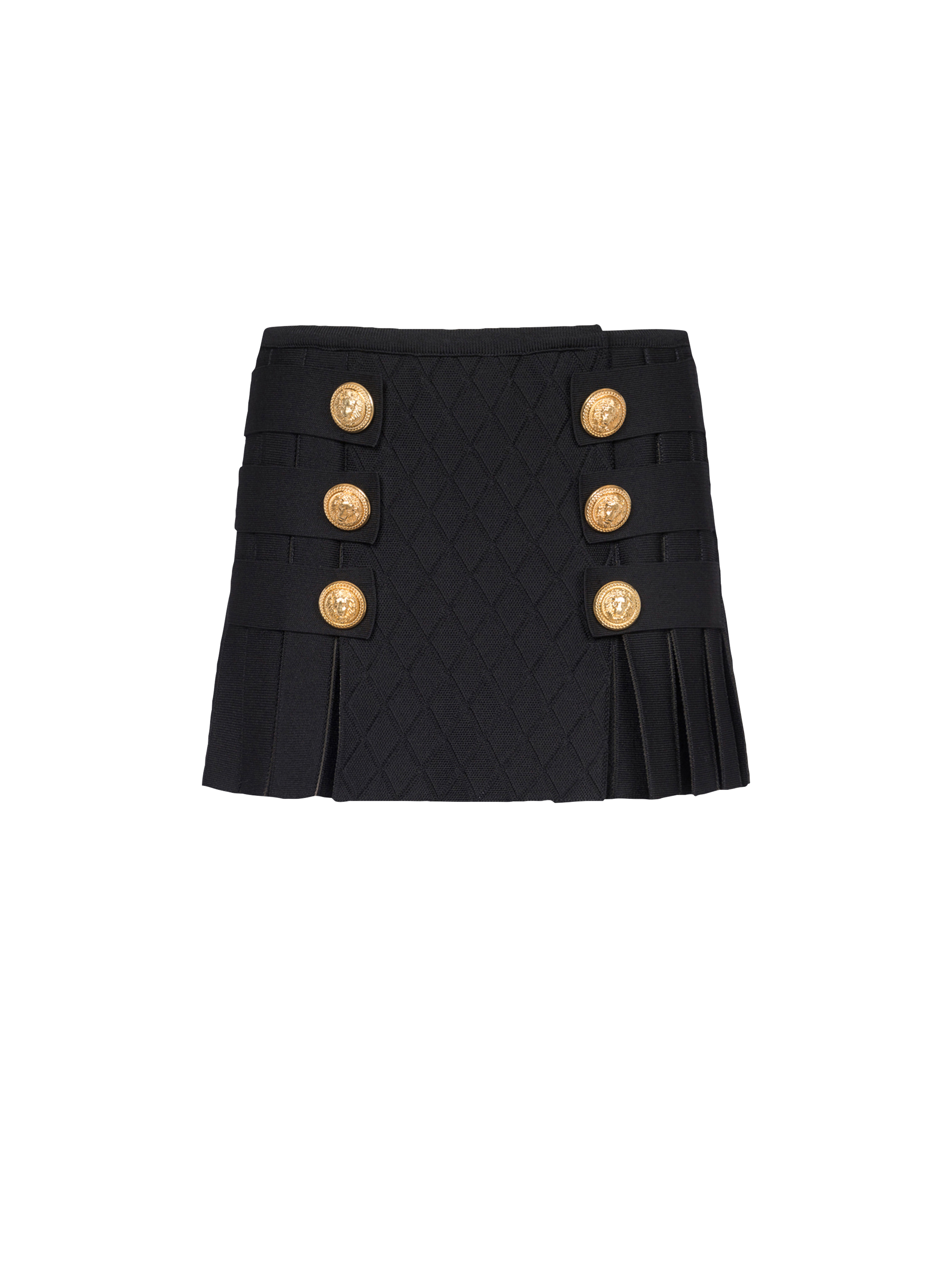 Knit pleated skirt, black