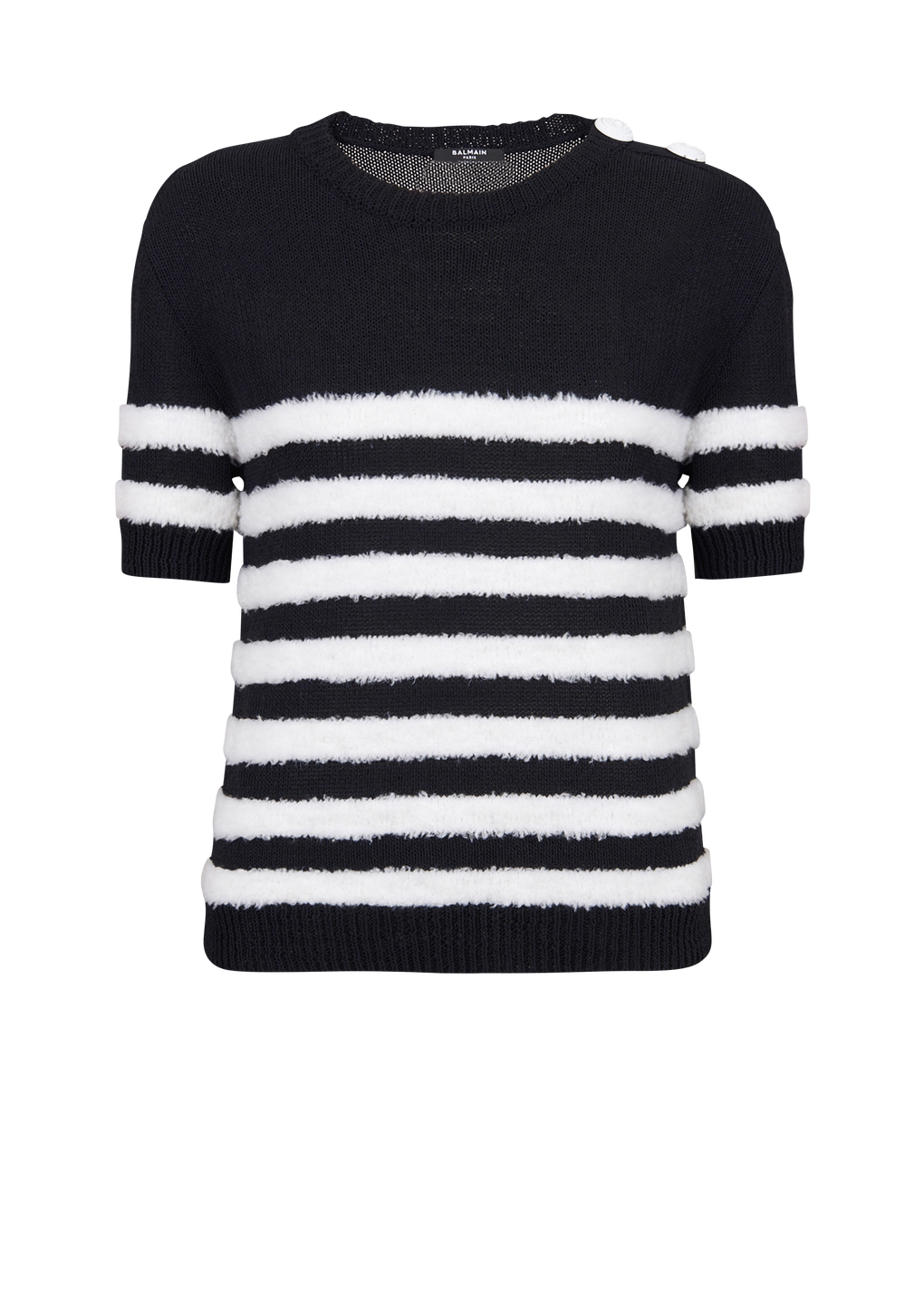 Knit T-shirt, black, hi-res