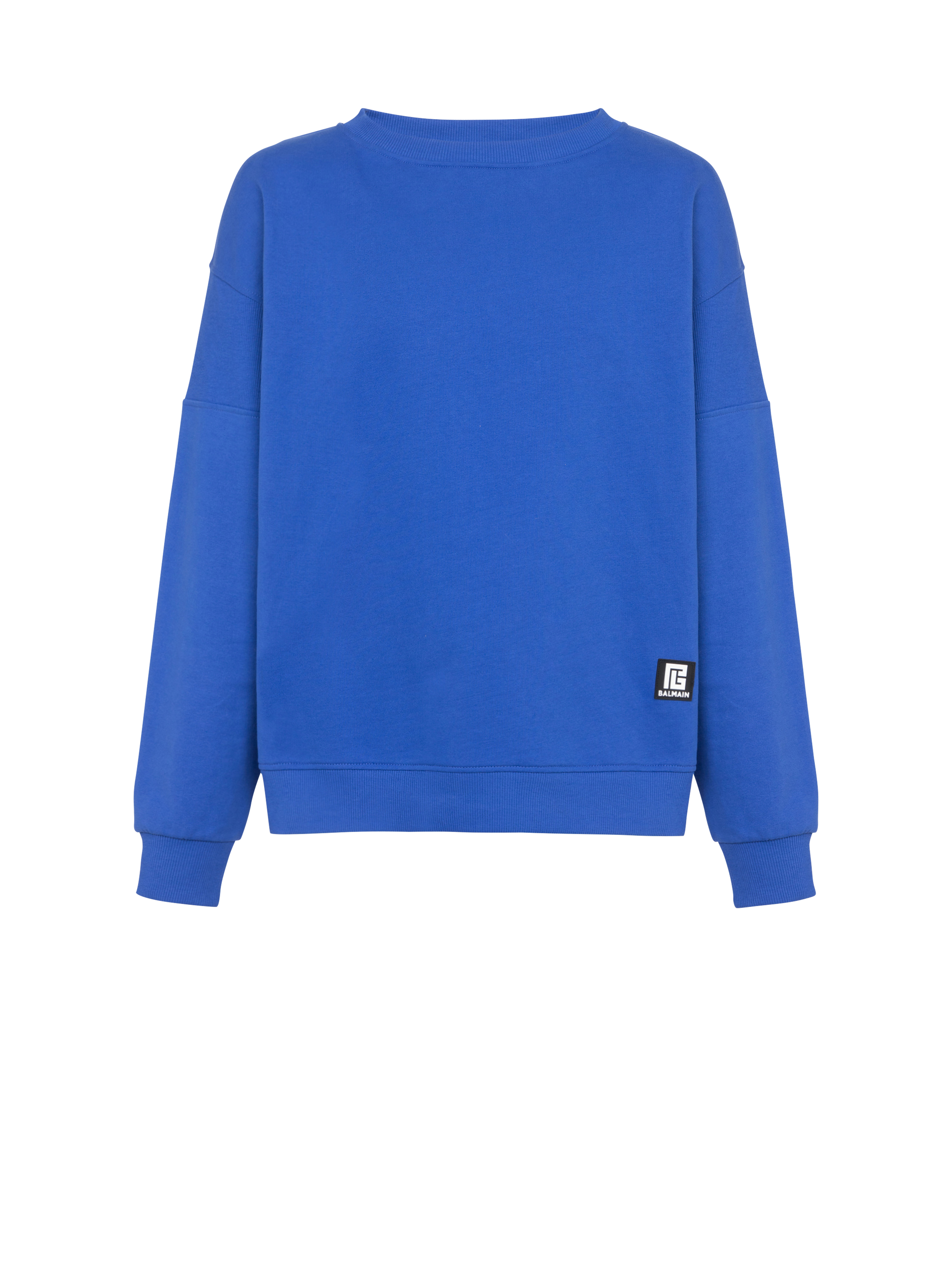 Eco-designed cotton sweatshirt with Balmain logo print, navy
