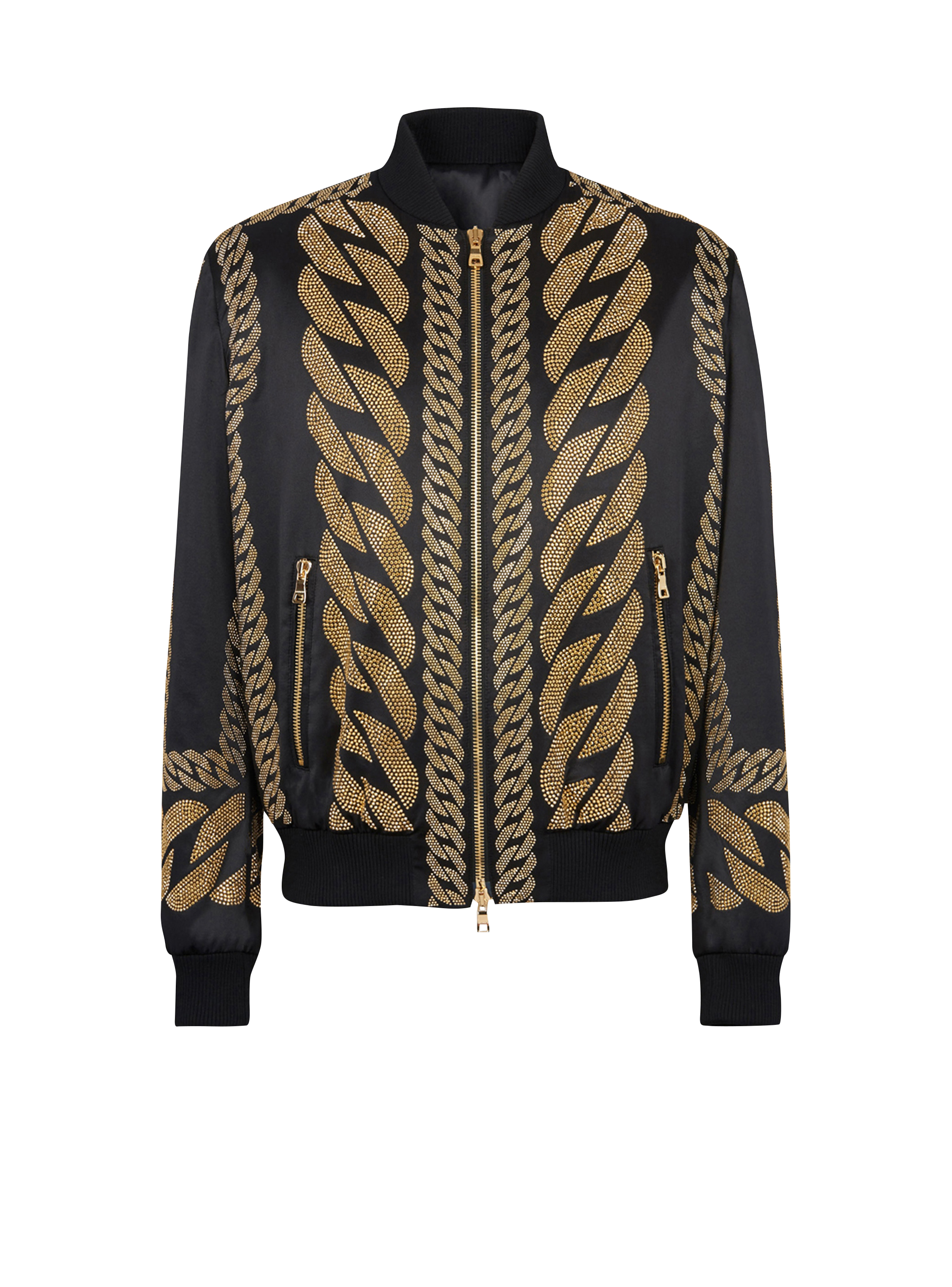 Silk bomber jacket with chain 